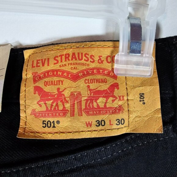 Levi's 501 Original Straight Leg Button Fly Mid Rise Jeans NWT 30x30" Black - Picture 7 of 15